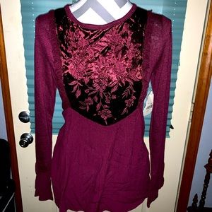 NWT Altar’d State Maroon Boho Top Shirt Medium